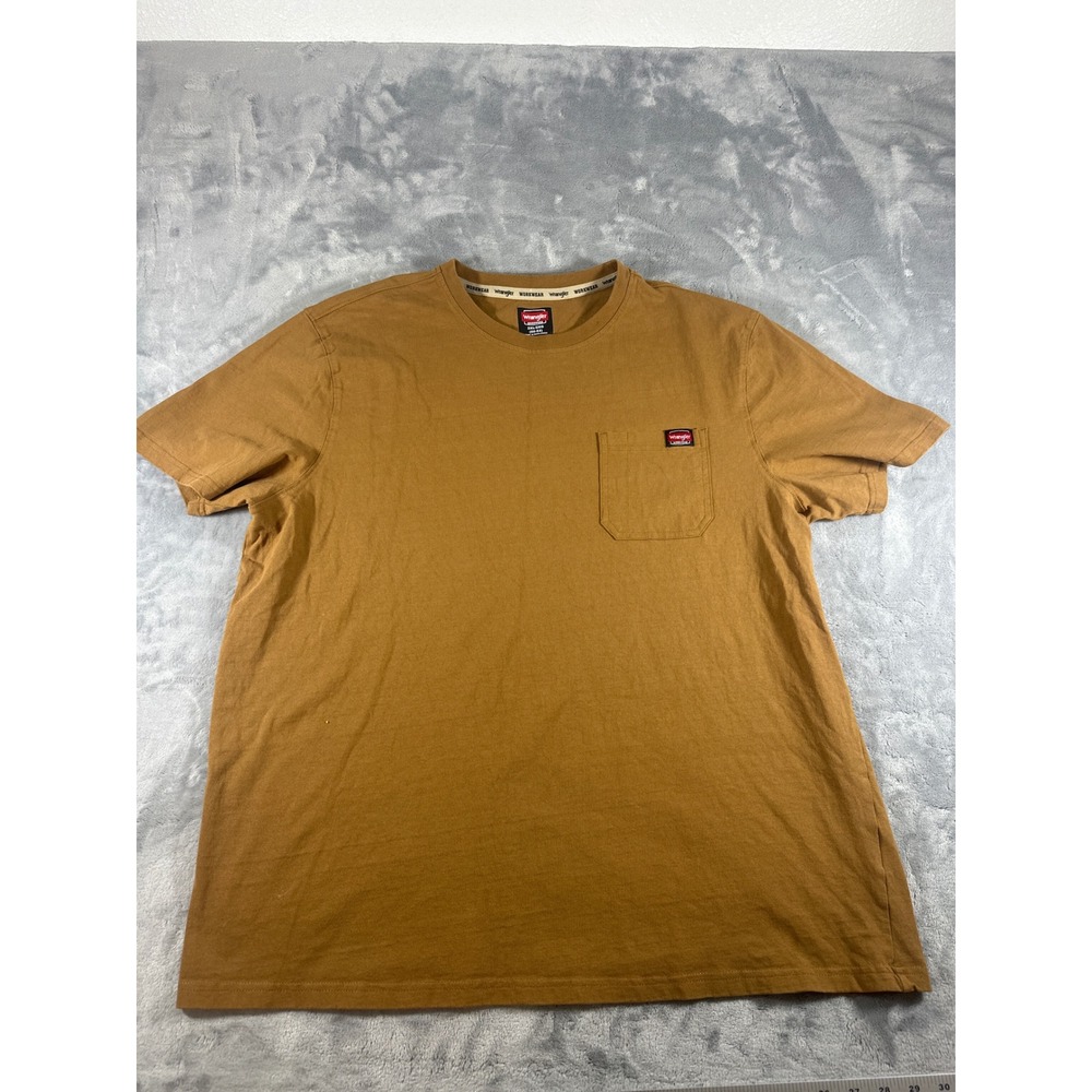 Wrangler Workwear Mens 2XL Brown Short Sleeve Pocket T-Shirt Cotton Blend Tee